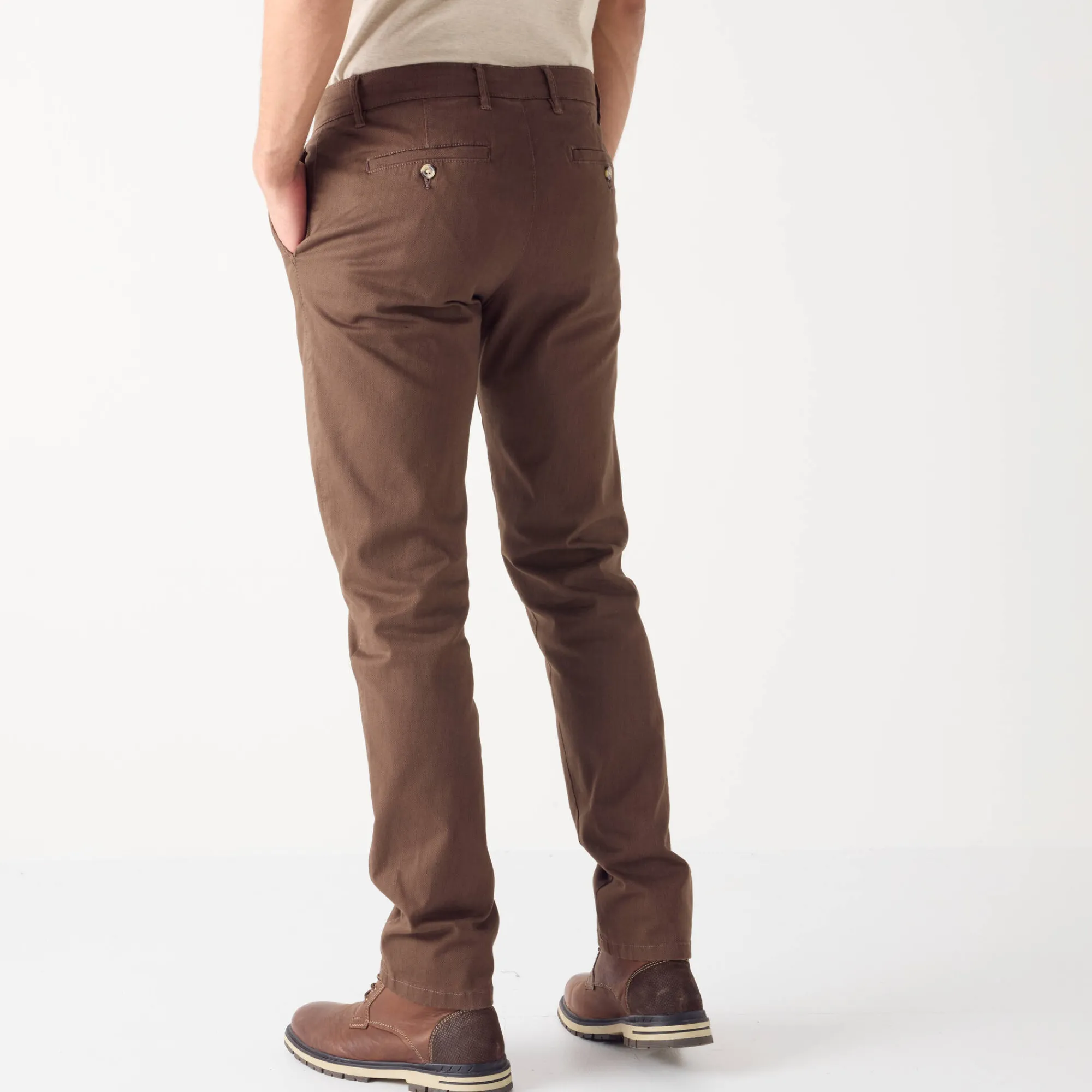 Feestoutfits Heren|Broek<Blancheporte Chinobroek, gabardine met fantasieprint bruin