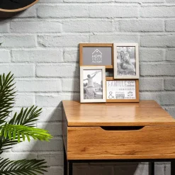 Decoratieartikel<Blancheporte Collagekader voor 4 foto's in hout en wit BRUIN/WIT