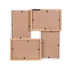 Decoratieartikel<Blancheporte Collagekader voor 4 foto's in hout en wit BRUIN/WIT