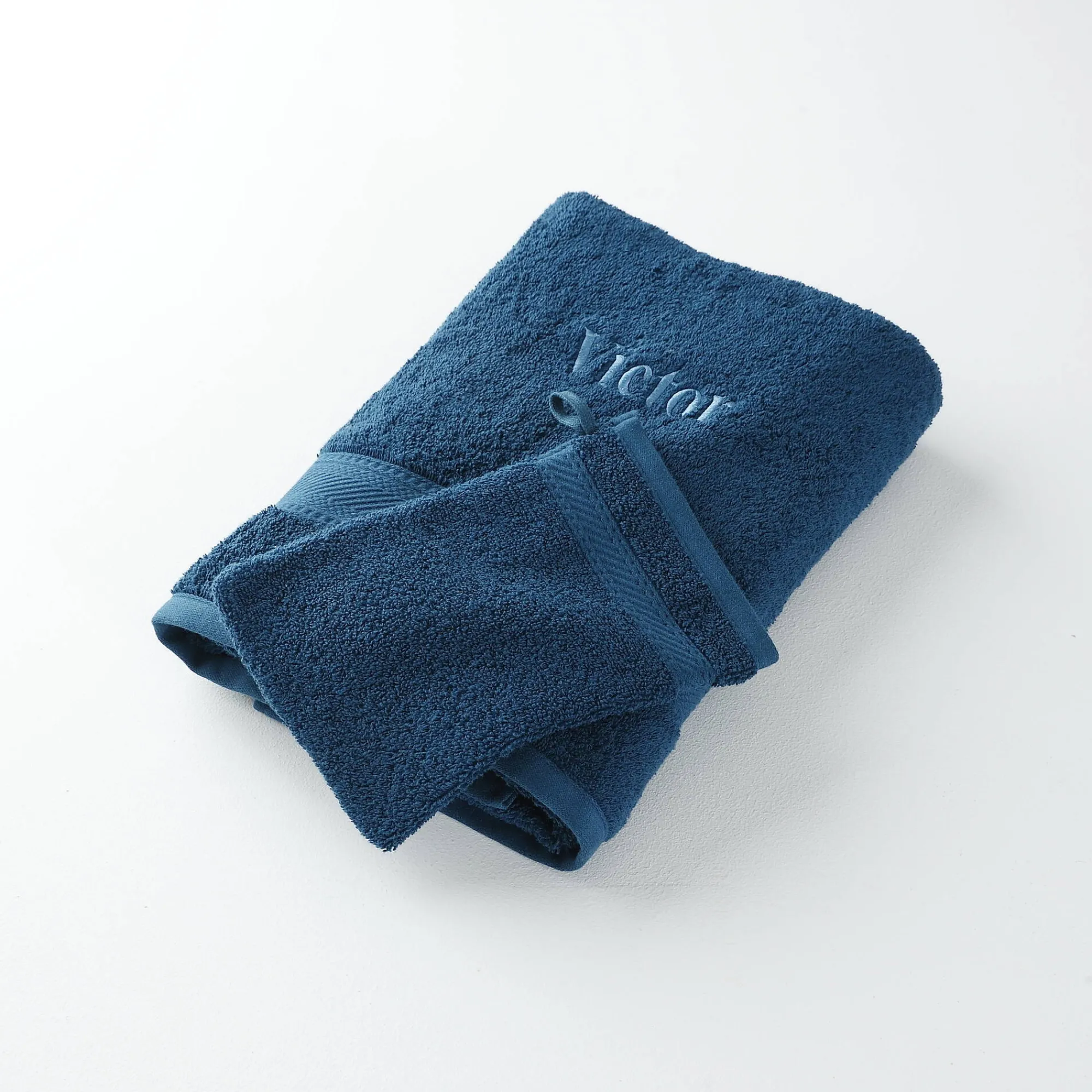 Badhanddoek<Colombine Collectie badhanddoeken 540 g/m2, personaliseerbaar, zacht comfort pauwblauw