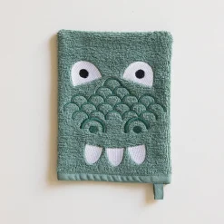 Badhanddoek|Handdoek En Badlaken Kids<Colombine des petits Collectie geborduurd kinderbadlinnen in katoen met dinosaurusmotief, personaliseerbaar - 380 g/m2 eucalyptus