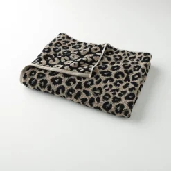 Badhanddoek<Blancheporte Collectie handdoeken in jacquard met luipaardhuidmotief 450 g/m2 beige / zwart