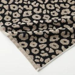 Badhanddoek<Blancheporte Collectie handdoeken in jacquard met luipaardhuidmotief 450 g/m2 beige / zwart