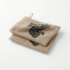 Badhanddoek<Blancheporte Collectie handdoeken in jacquard met luipaardmotief 450 g/m2 beige / zwart