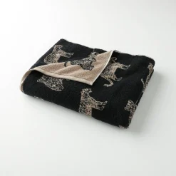 Badhanddoek<Blancheporte Collectie handdoeken in jacquard met luipaardmotief 450 g/m2 beige / zwart