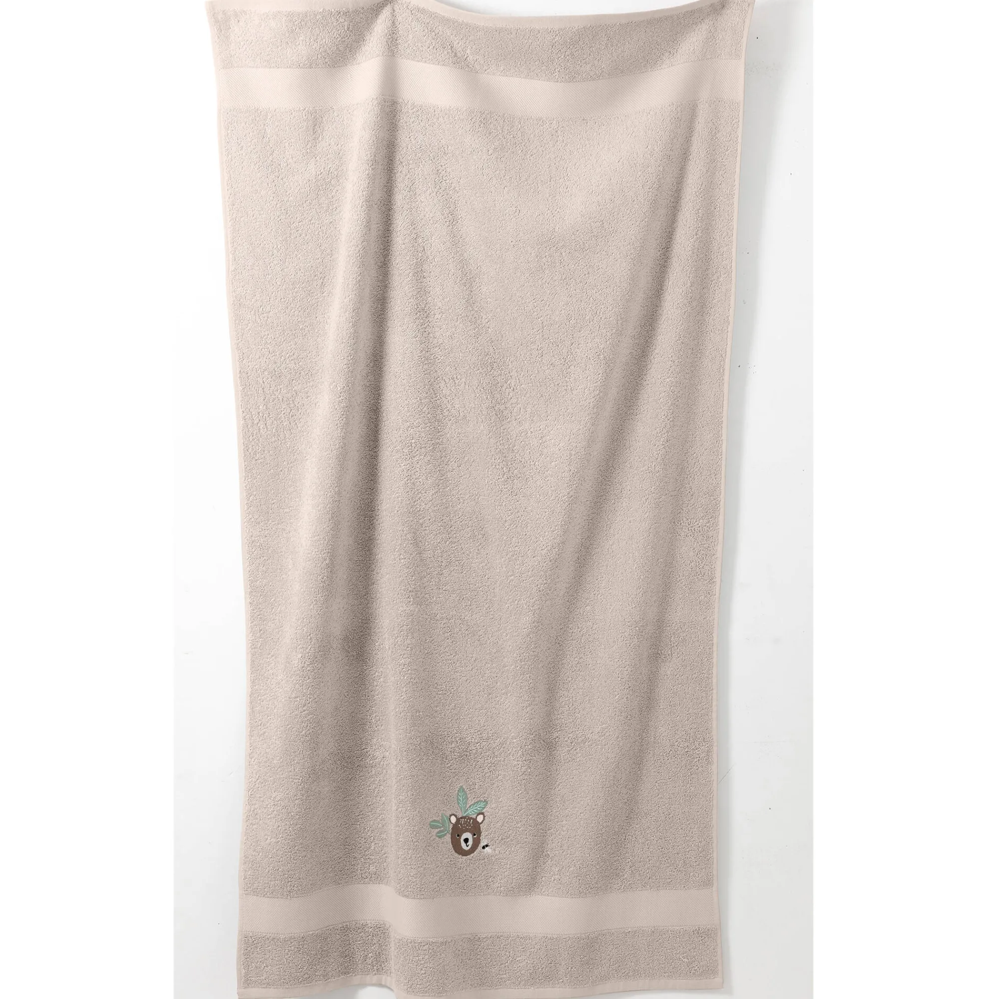 Badhanddoek|Handdoek En Badlaken Kids<Colombine des petits Collectie in badstof voor kinderen, geborduurd beertjesmotief, katoen - 380 g/m2 taupe