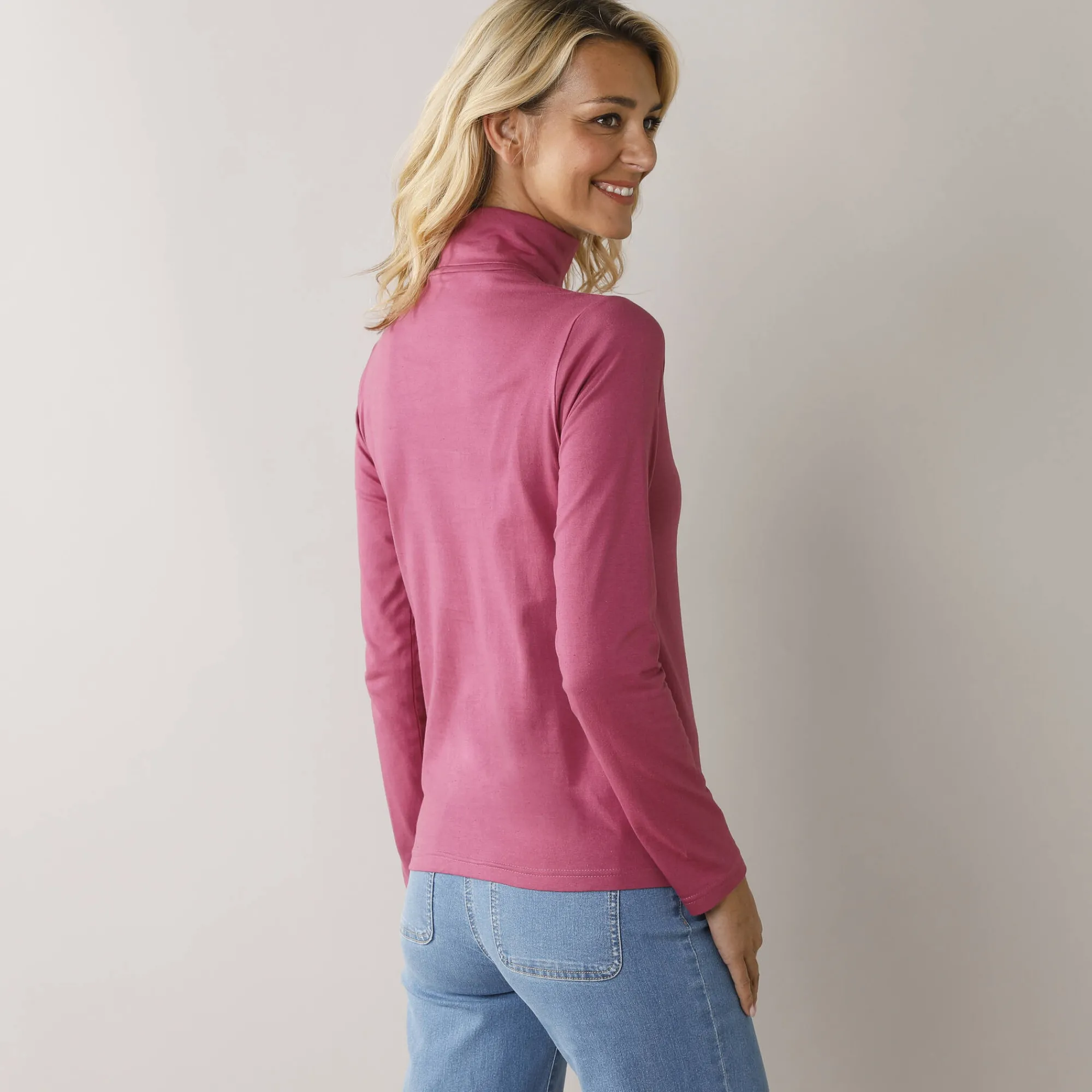 T-Shirt En Topje|Trui En Vest<Blancheporte Coltrui in effen stretchkatoen pruim