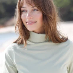 T-Shirt En Topje|Trui En Vest<Blancheporte Coltrui in effen stretchkatoen celadongrijs
