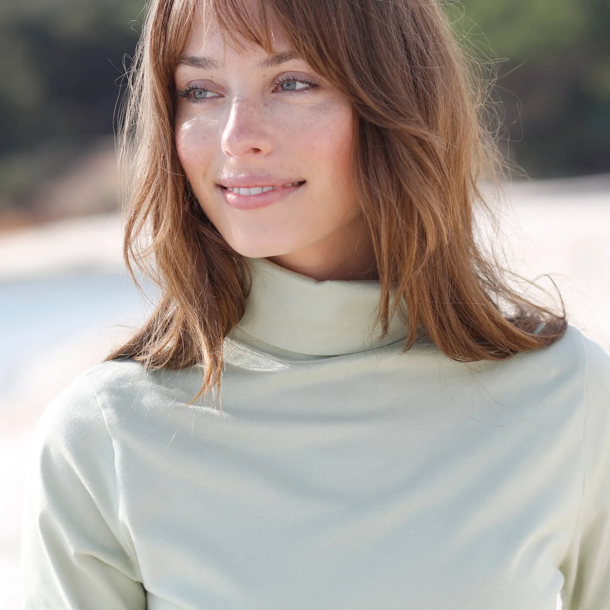 T-Shirt En Topje|Trui En Vest<Blancheporte Coltrui in effen stretchkatoen celadongrijs