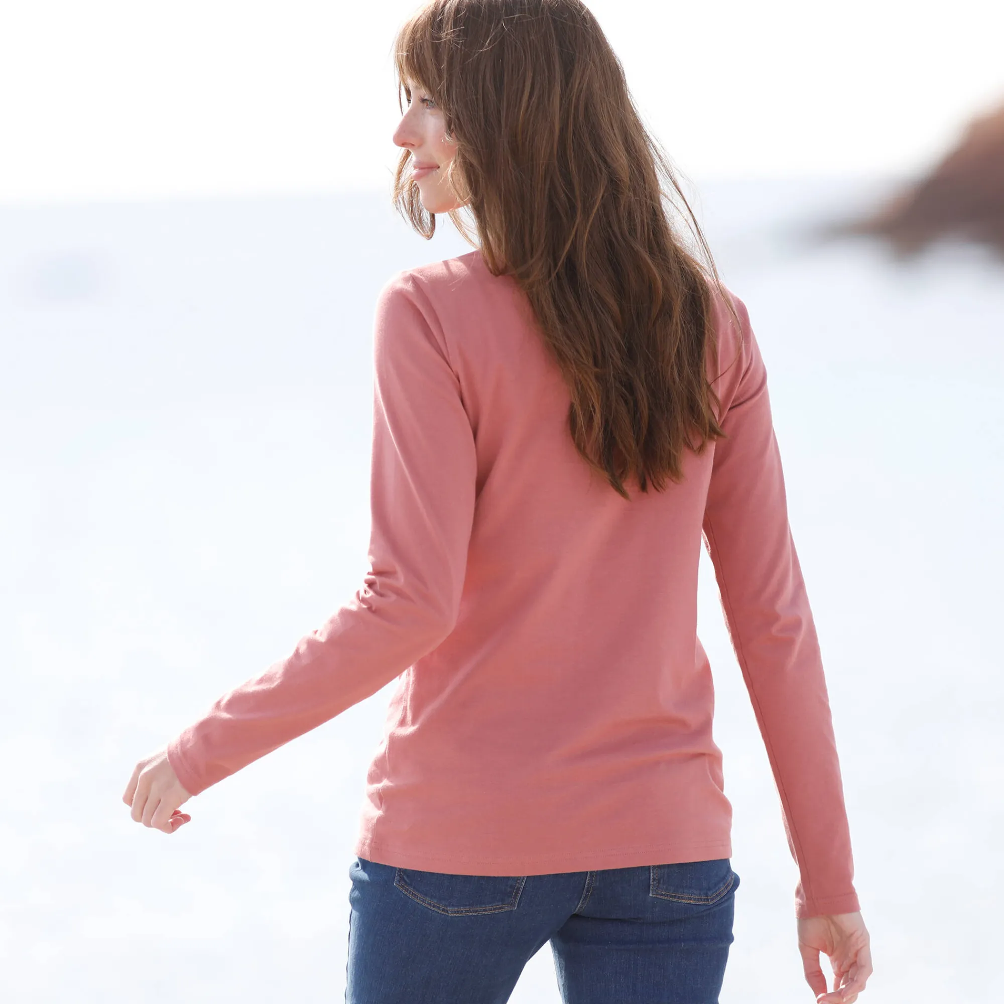 T-Shirt En Topje|Trui En Vest<Blancheporte Coltrui in effen stretchkatoen terracotta