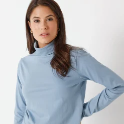 T-Shirt En Topje|Trui En Vest<Blancheporte Coltrui in effen stretchkatoen grijsblauw