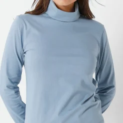 T-Shirt En Topje|Trui En Vest<Blancheporte Coltrui in effen stretchkatoen grijsblauw