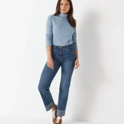 T-Shirt En Topje|Trui En Vest<Blancheporte Coltrui in effen stretchkatoen grijsblauw