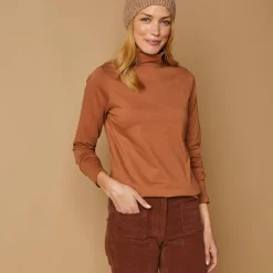 T-Shirt En Topje|Trui En Vest<Blancheporte Coltrui in effen stretchkatoen hazelnootbruin