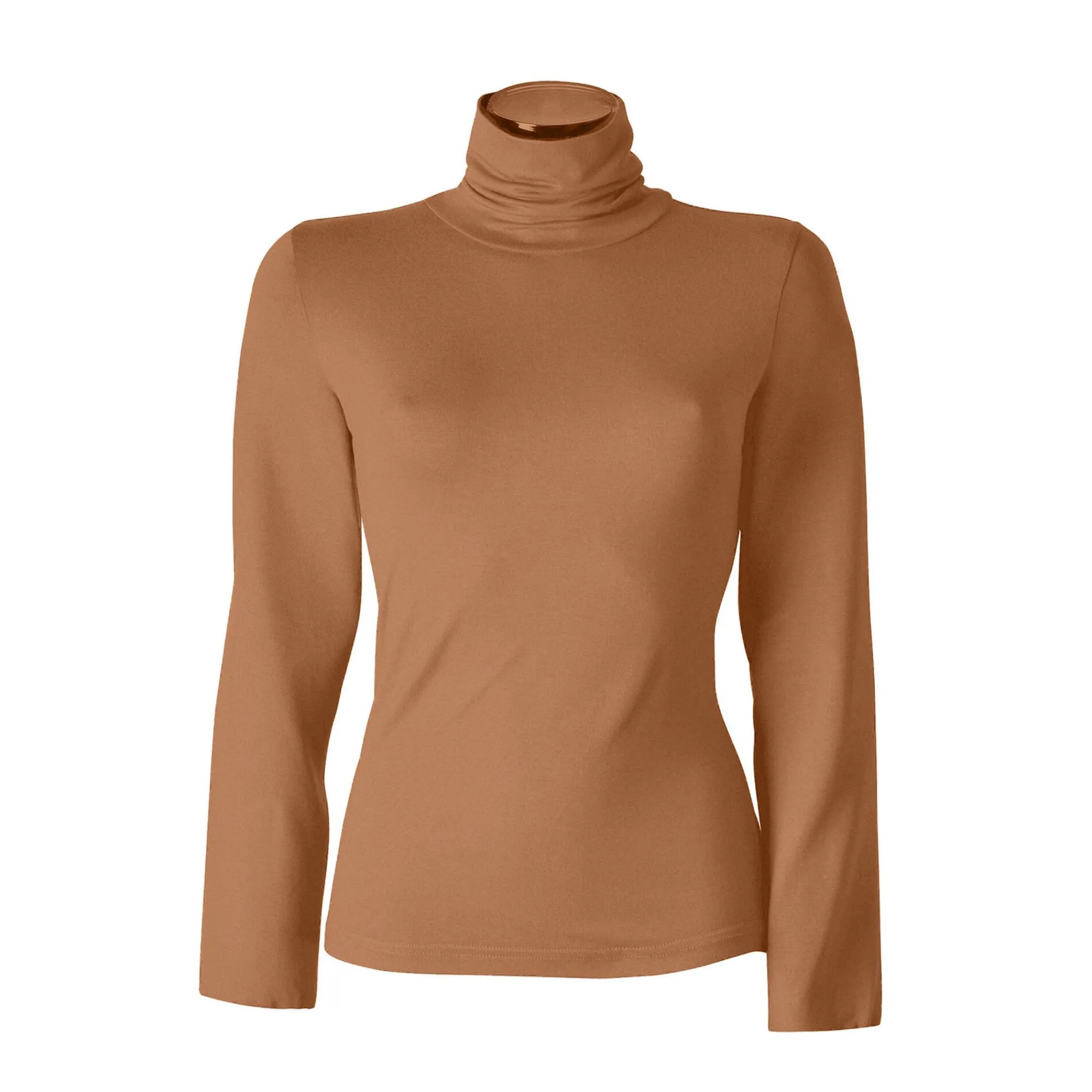 T-Shirt En Topje|Trui En Vest<Blancheporte Coltrui in effen stretchkatoen hazelnootbruin