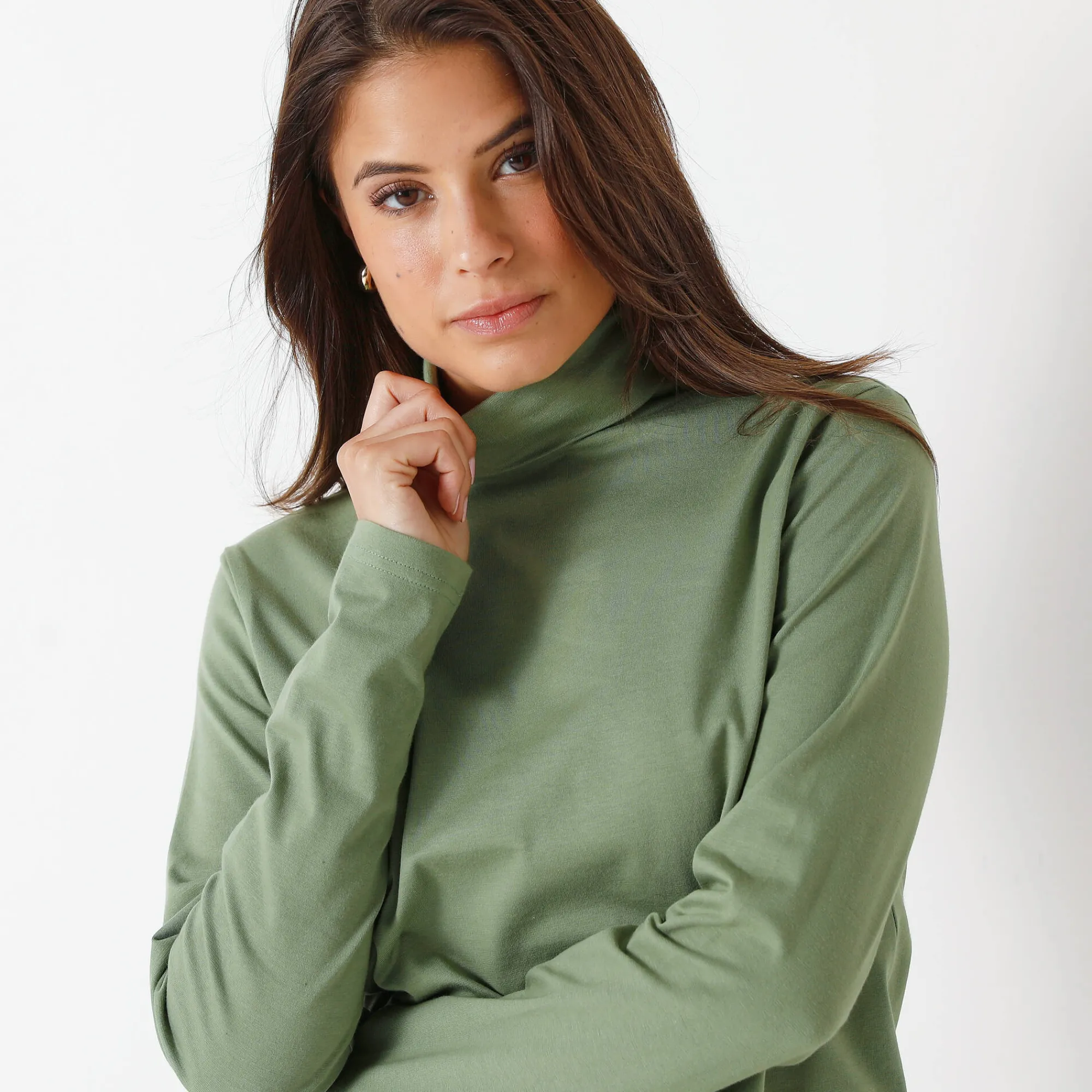 T-Shirt En Topje|Trui En Vest<Blancheporte Coltrui in effen stretchkatoen kaki