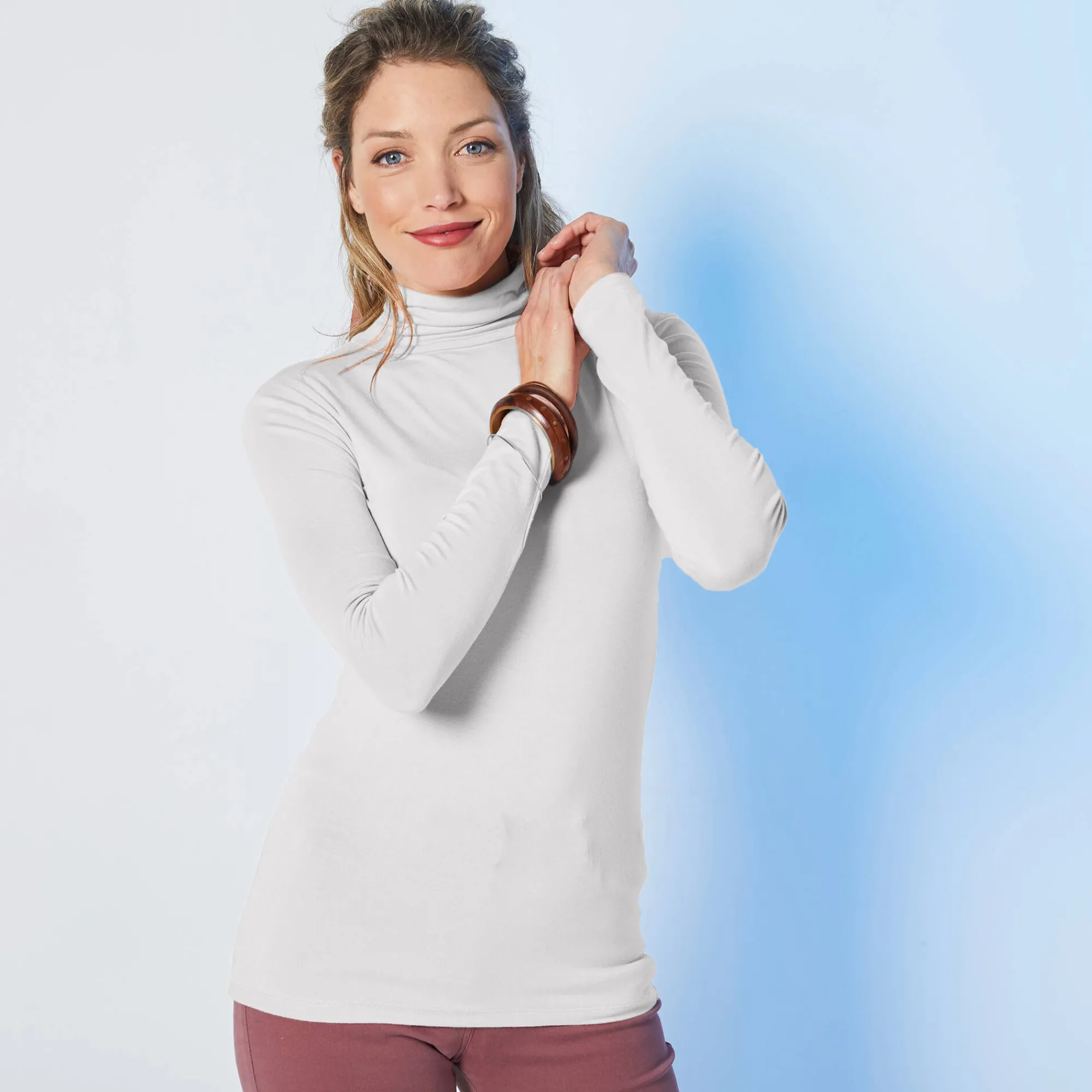 T-Shirt En Topje|Trui En Vest<Blancheporte Coltrui in stretch gebroken wit