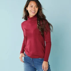 Trui En Vest<Blancheporte Coltrui, kleine lengtes granaatrood