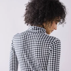 T-Shirt En Topje|Trui En Vest<Blancheporte Coltrui met opstaande kraag en pied-de-poule print, stretch zwart / wit