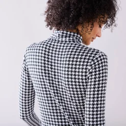 T-Shirt En Topje|Trui En Vest<Blancheporte Coltrui met opstaande kraag en pied-de-poule print, stretch zwart / wit