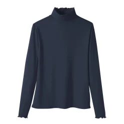 T-Shirt En Topje|Trui En Vest<Blancheporte Coltrui, opstaand kraagje met krulrandje, effen marine