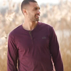T-Shirt, Hemd En Polo<Blancheporte Comfortabel Henley T-shirt met lange mouwen - set van 2 wijnrood + kaki