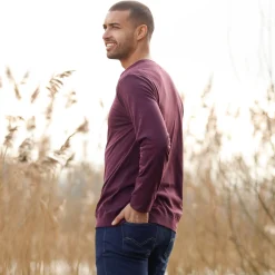 T-Shirt, Hemd En Polo<Blancheporte Comfortabel Henley T-shirt met lange mouwen - set van 2 wijnrood + kaki