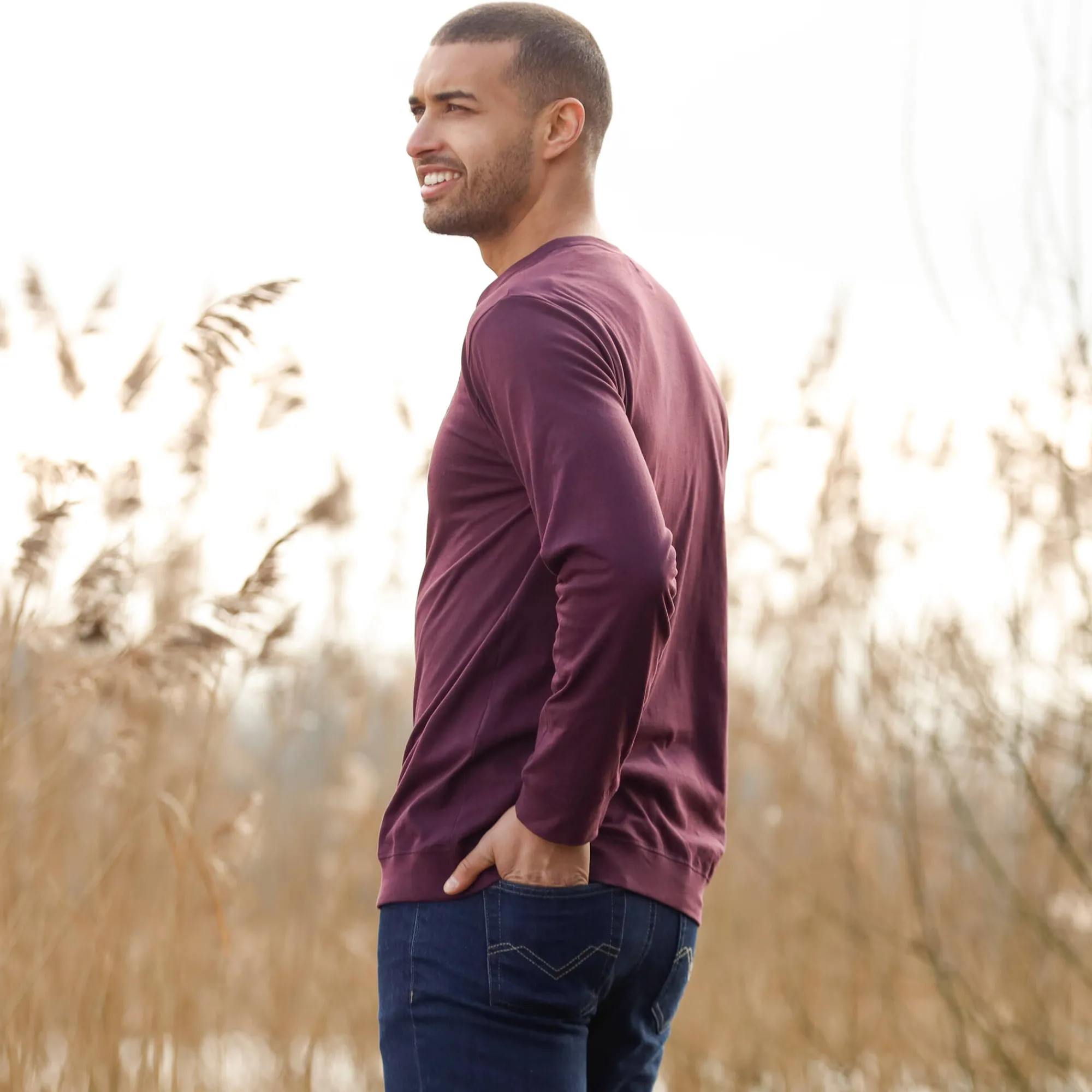T-Shirt, Hemd En Polo<Blancheporte Comfortabel Henley T-shirt met lange mouwen - set van 2 wijnrood + kaki