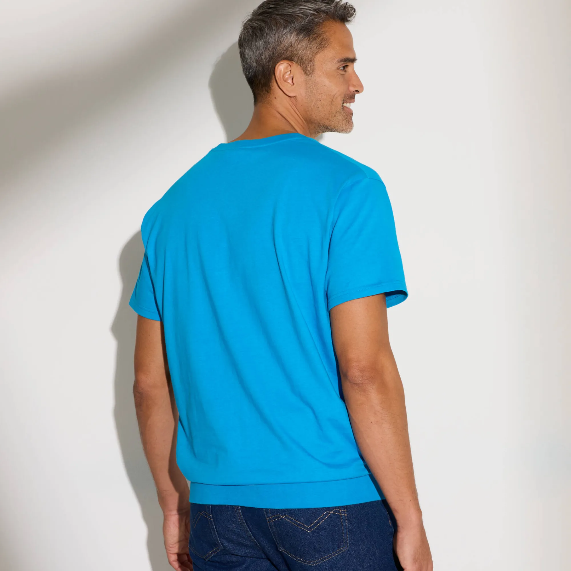 T-Shirt, Hemd En Polo<Blancheporte Comfortabel Henley T-shirt met korte mouwen - biologisch katoen blauw