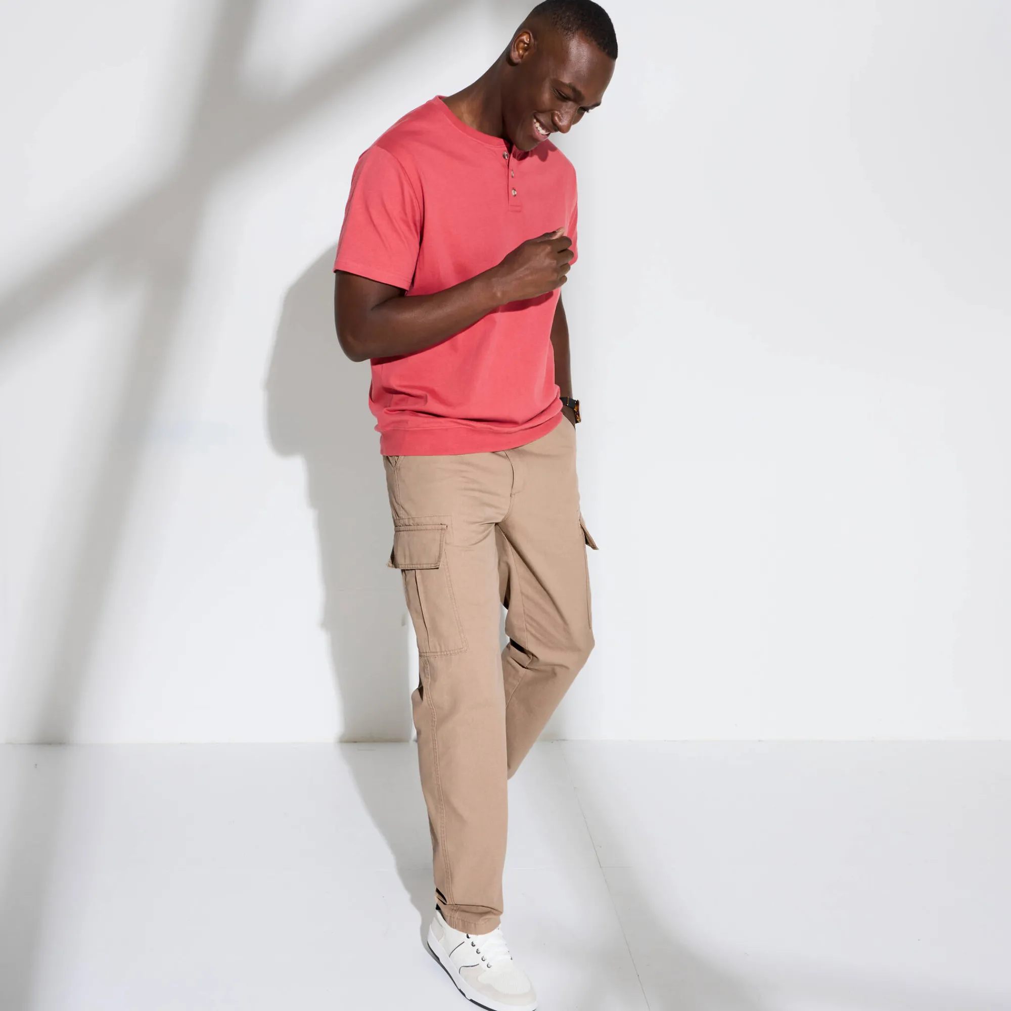T-Shirt, Hemd En Polo<Blancheporte Comfortabel Henley T-shirt met korte mouwen - biologisch katoen grijzig koraal