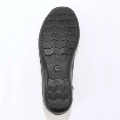 Ballerina's|Schoenen<Blancheporte Comfortabele brede leren ballerina's met bloemapplicatie zwart