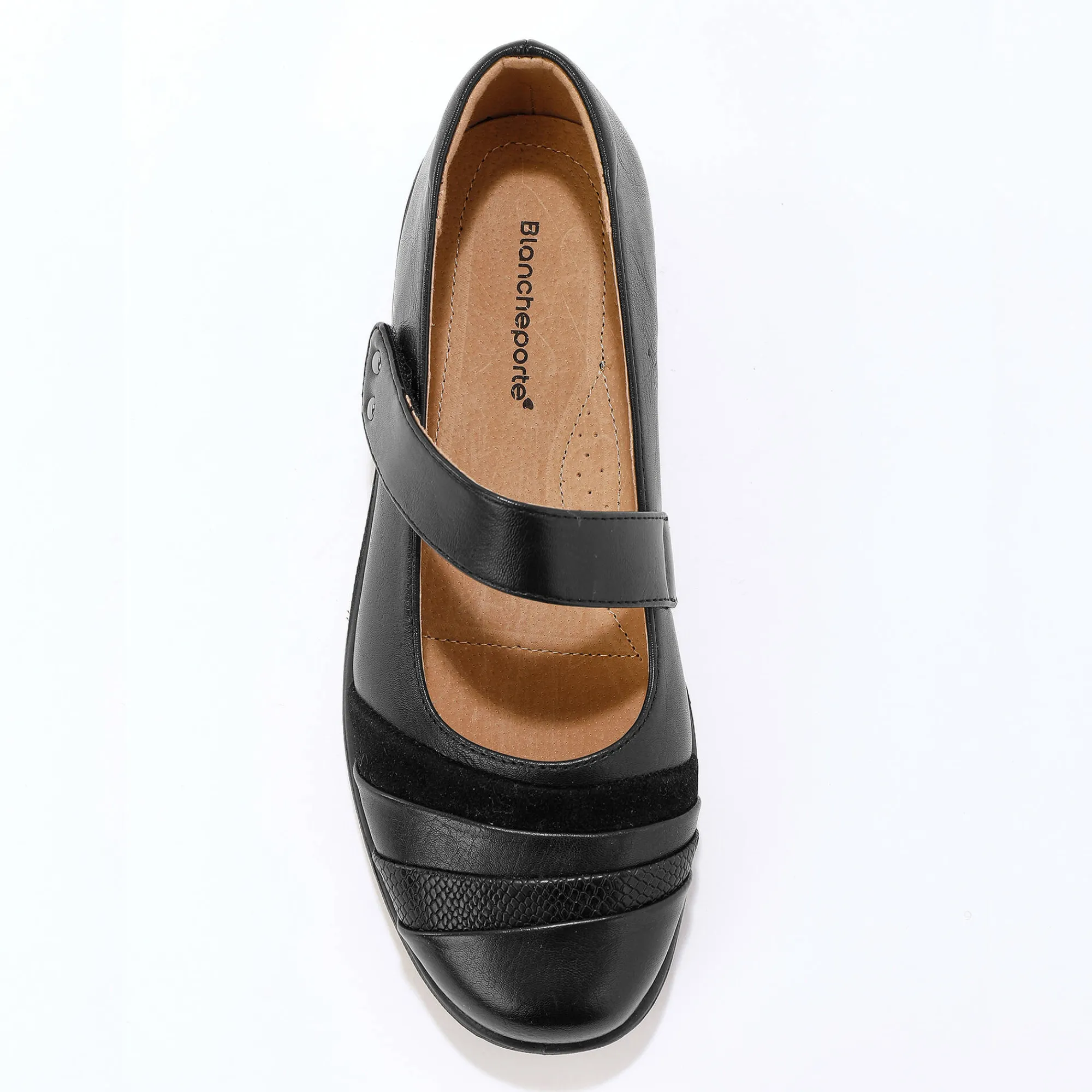 Ballerina's|Schoenen<Blancheporte Comfortabele, brede schoenen met scratchsluiting zwart