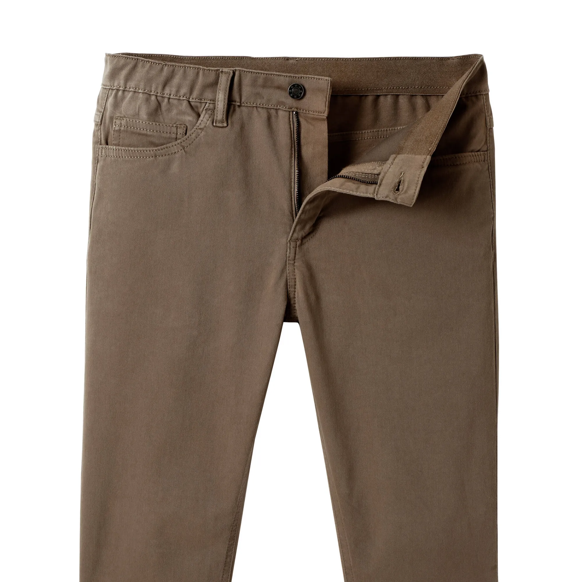 Broek<Blancheporte Comfortabele broek met 5 zakken en elastische tailleband, in gabardine - L32 donkerbeige