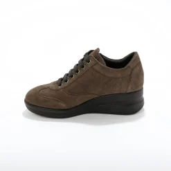 Baskets En Sneakers|Schoenen<Blancheporte Comfortabele leren sneakers met sleehak, LWG gecertificeerd taupe