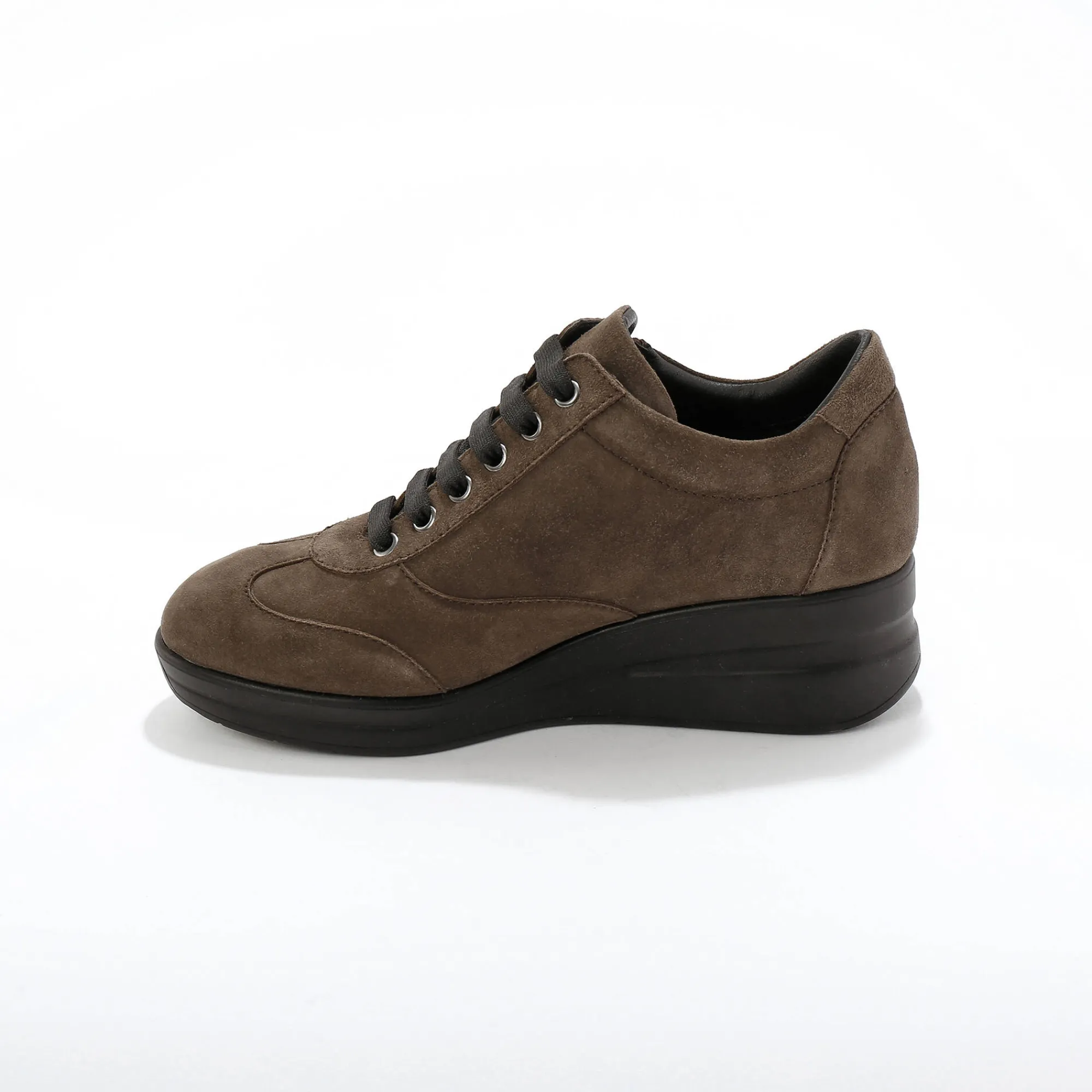 Baskets En Sneakers|Schoenen<Blancheporte Comfortabele leren sneakers met sleehak, LWG gecertificeerd taupe