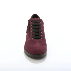 Baskets En Sneakers|Schoenen<Blancheporte Comfortabele leren sneakers met sleehak, LWG gecertificeerd bordeaux