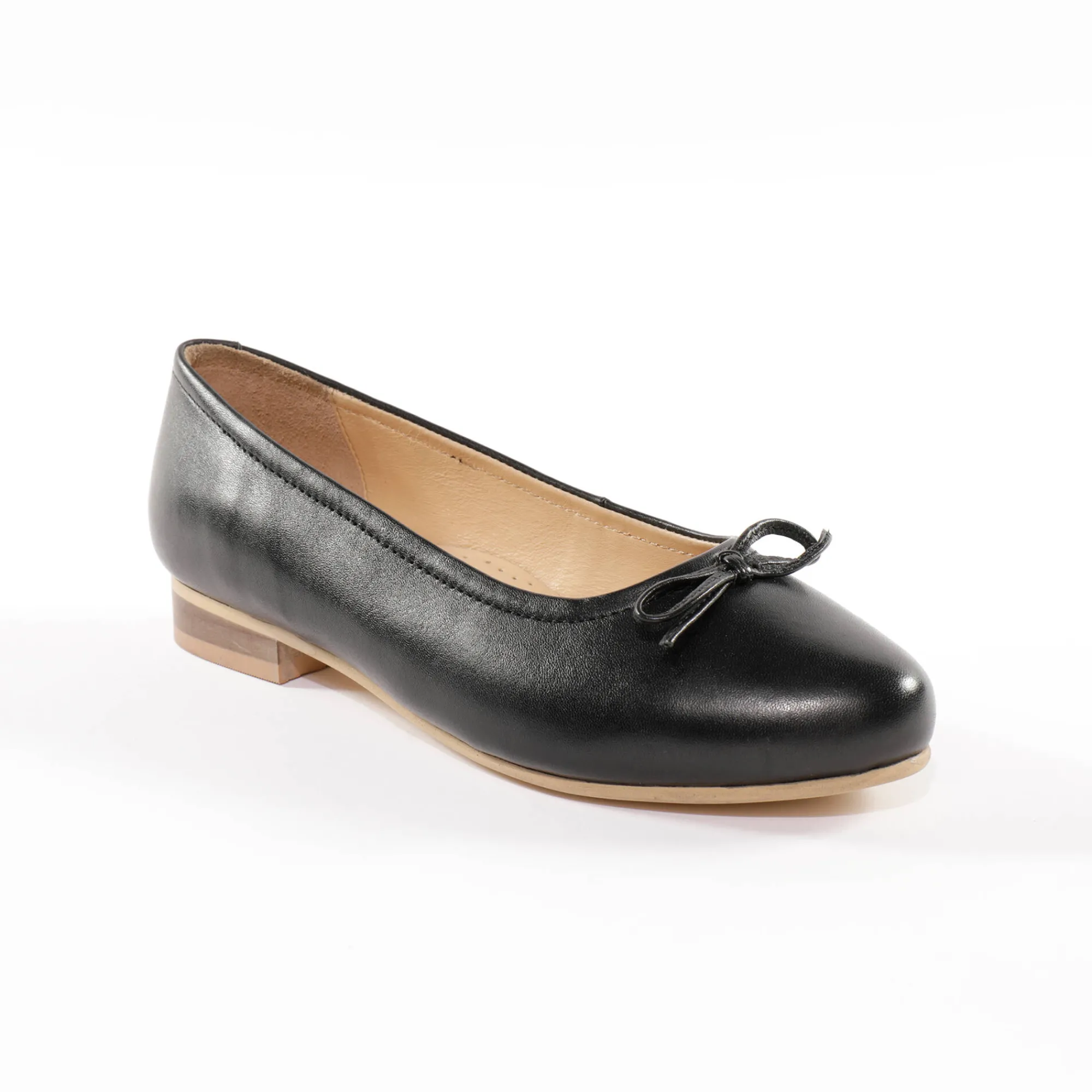 Ballerina's|Schoenen<Blancheporte Comfortabele platte ballerina's in leer - zwart