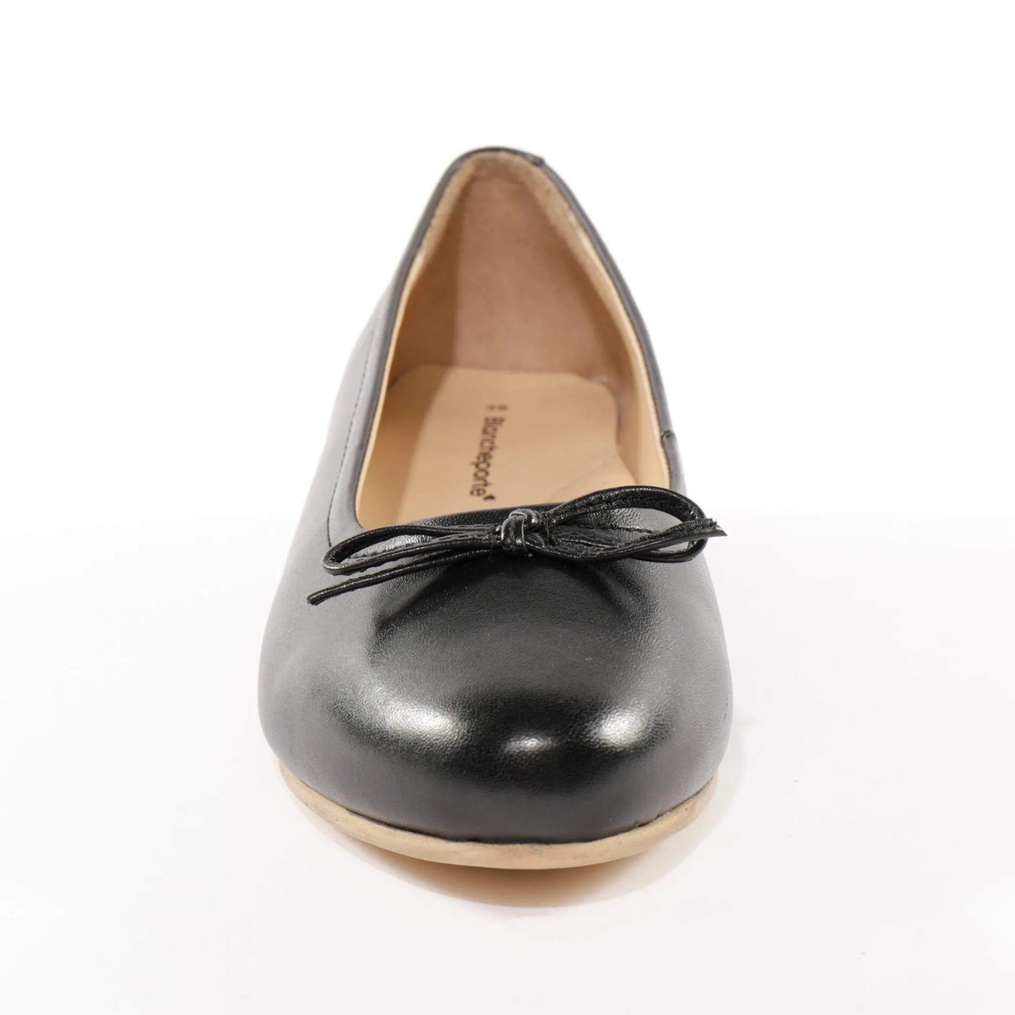 Ballerina's|Schoenen<Blancheporte Comfortabele platte ballerina's in leer - zwart