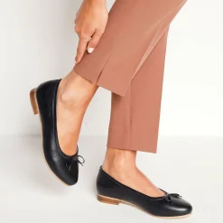Ballerina's|Schoenen<Blancheporte Comfortabele platte ballerina's in leer - zwart