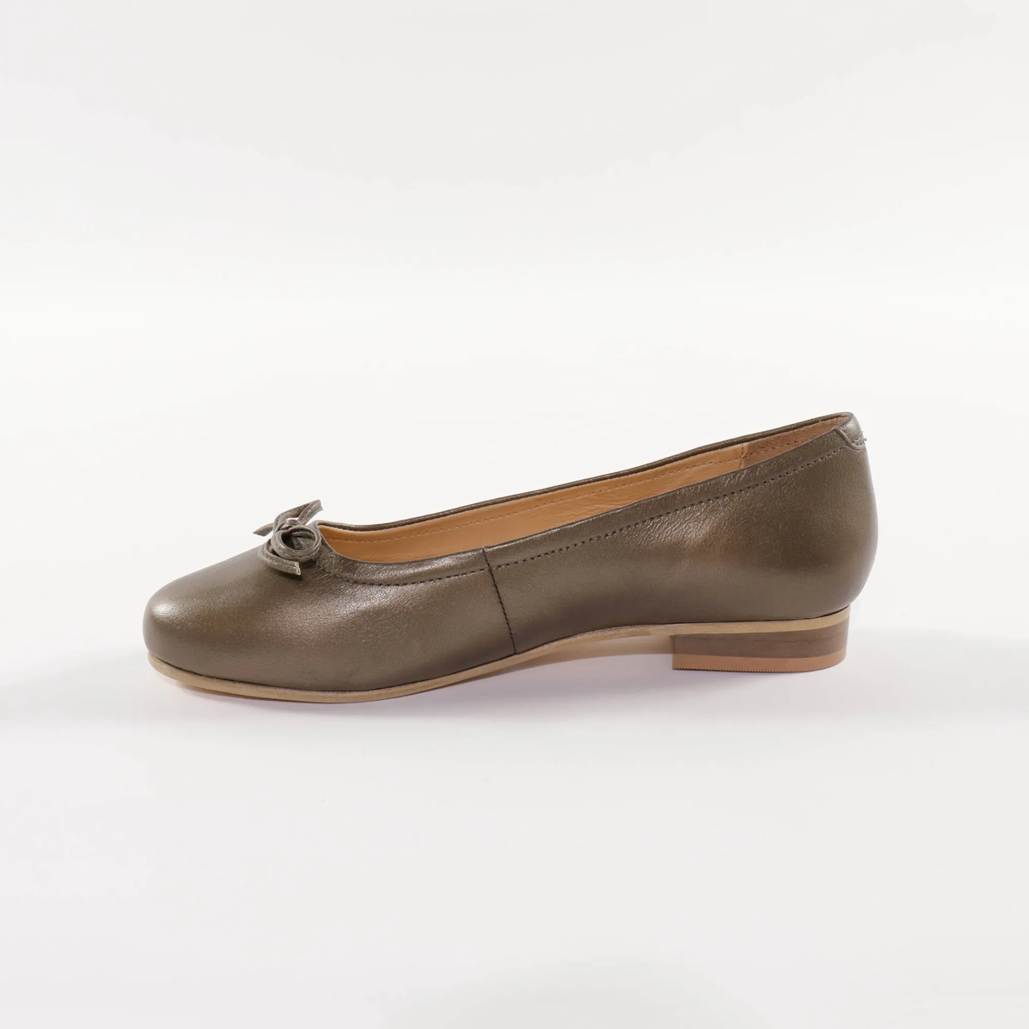 Ballerina's|Schoenen<Blancheporte Comfortabele platte ballerina's in leer - bronskleur