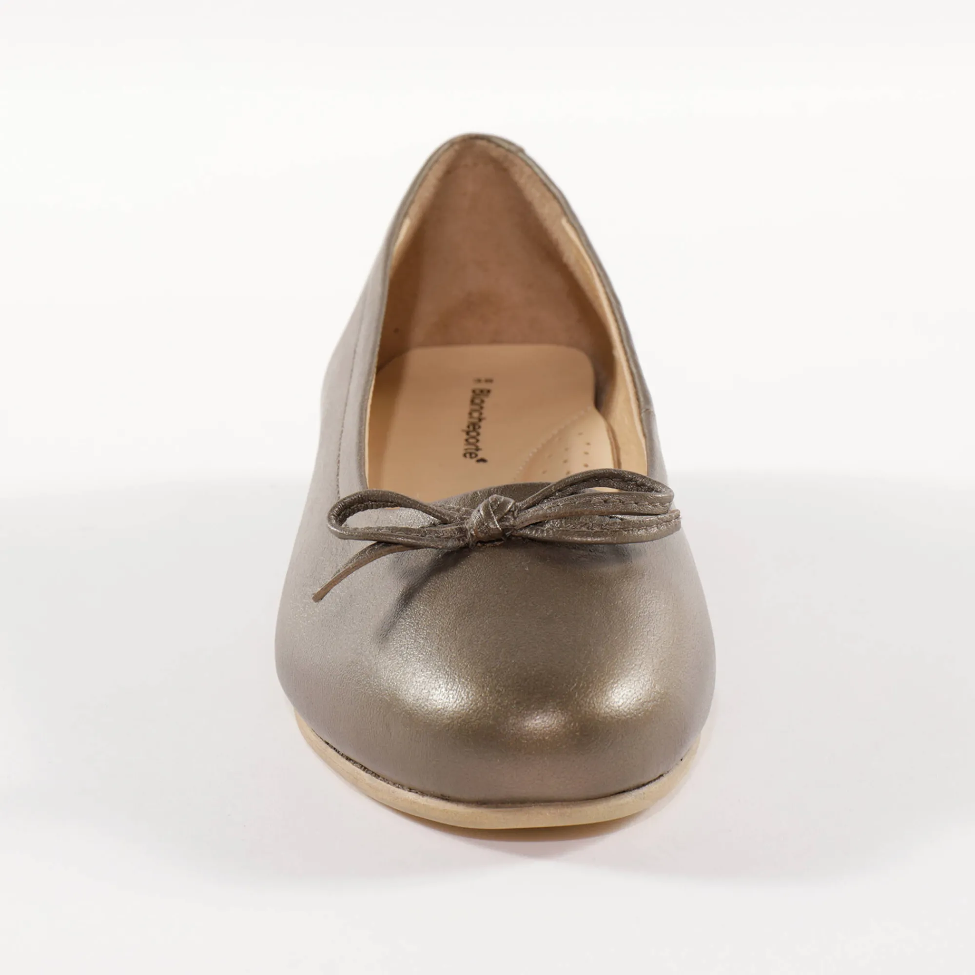 Ballerina's|Schoenen<Blancheporte Comfortabele platte ballerina's in leer - bronskleur