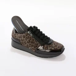 Baskets En Sneakers|Schoenen<Blancheporte Comfortabele sneakers in gelakt leer, met sleehak, LWG gecertificeerd - vlekkenprint grijs
