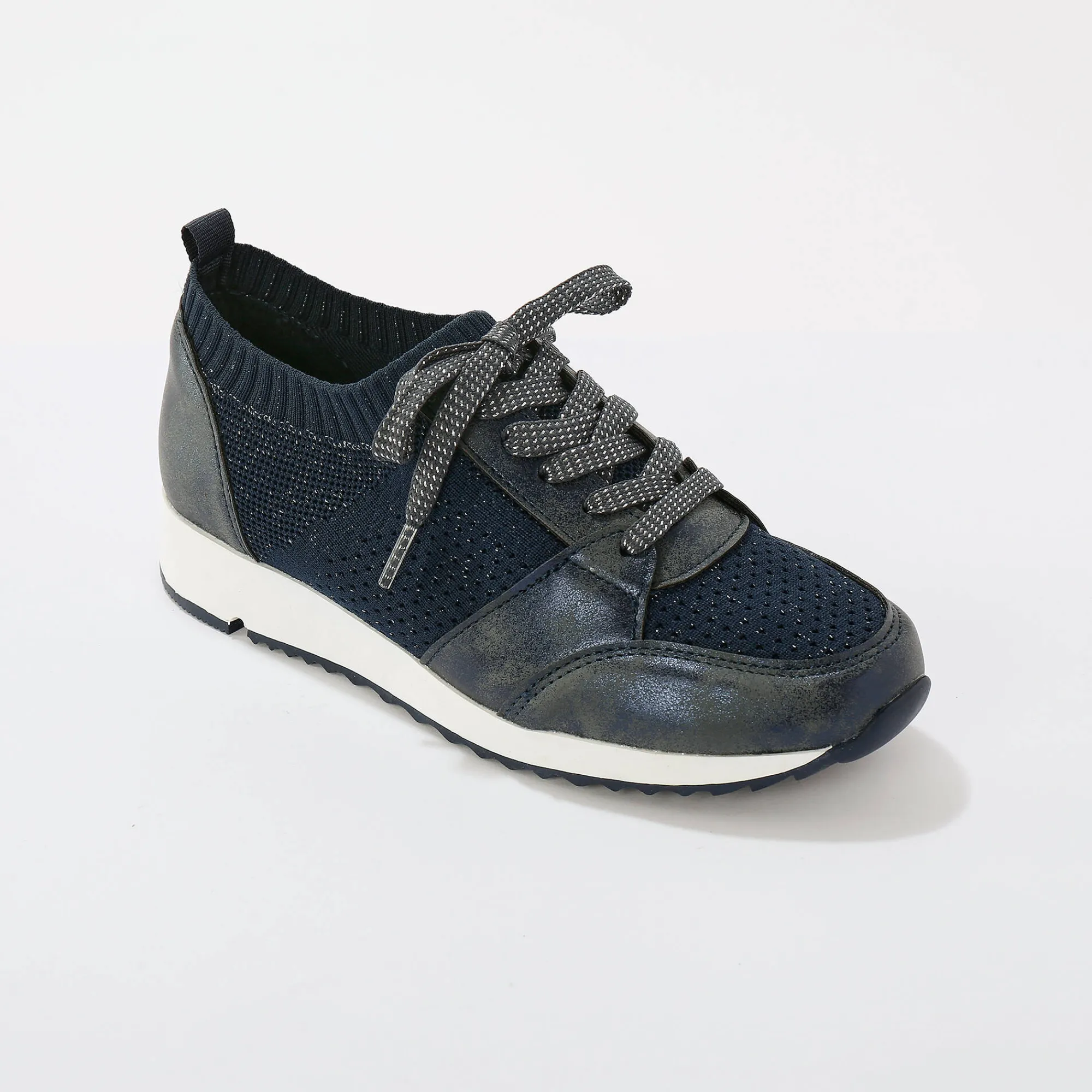 Baskets En Sneakers|Schoenen<Blancheporte Comfortabele sneakers met fantasietricot blauw