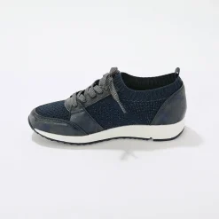 Baskets En Sneakers|Schoenen<Blancheporte Comfortabele sneakers met fantasietricot blauw