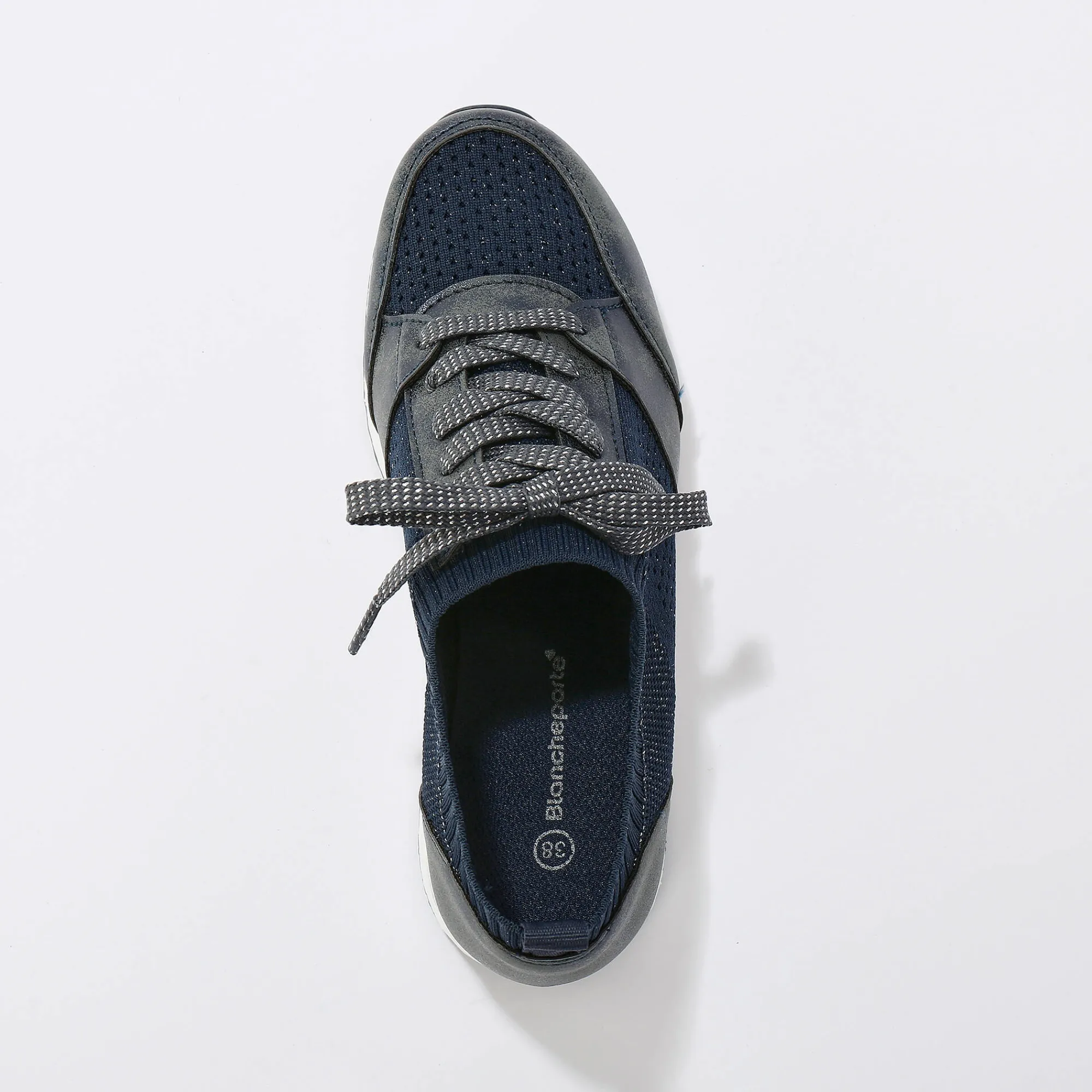 Baskets En Sneakers|Schoenen<Blancheporte Comfortabele sneakers met fantasietricot blauw