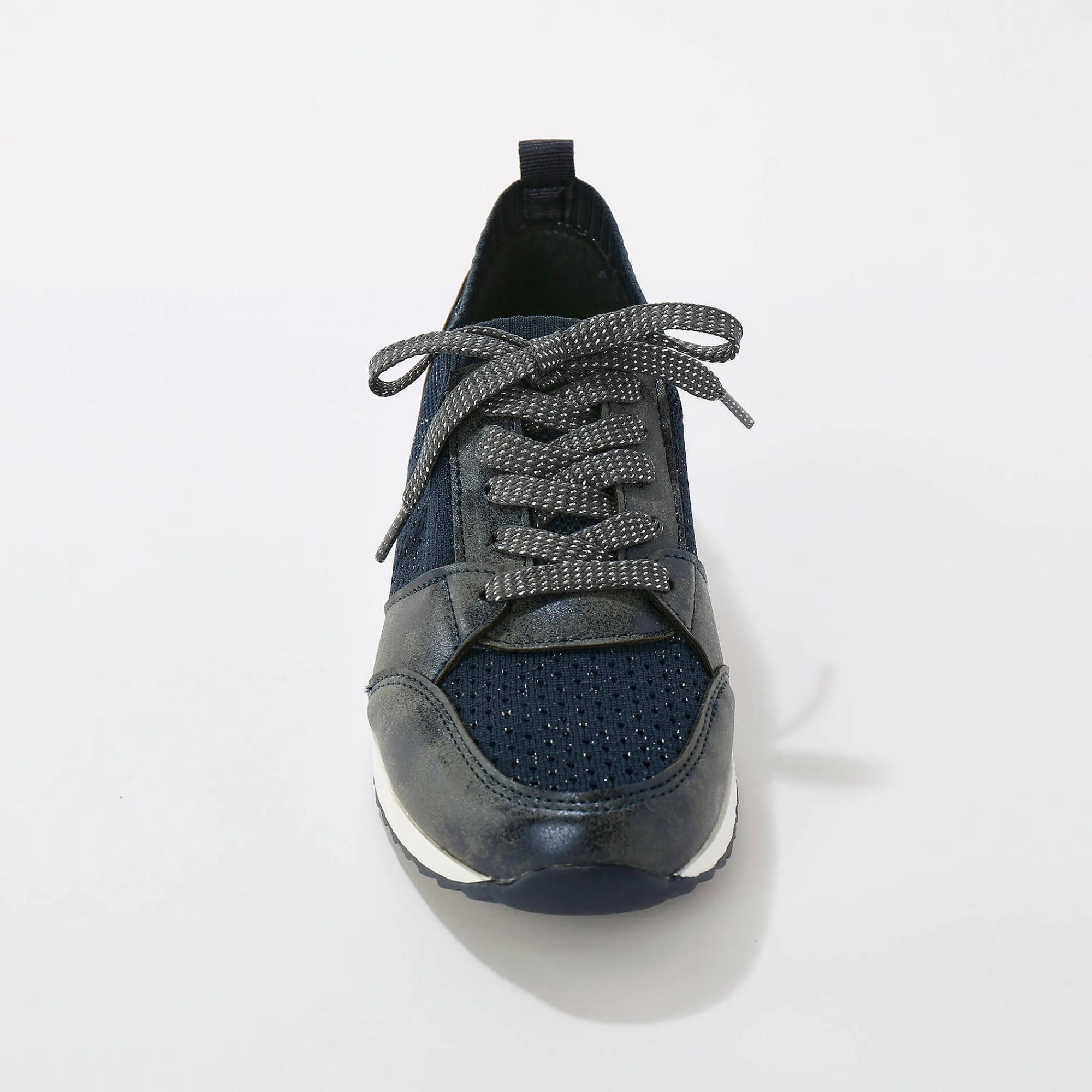 Baskets En Sneakers|Schoenen<Blancheporte Comfortabele sneakers met fantasietricot blauw