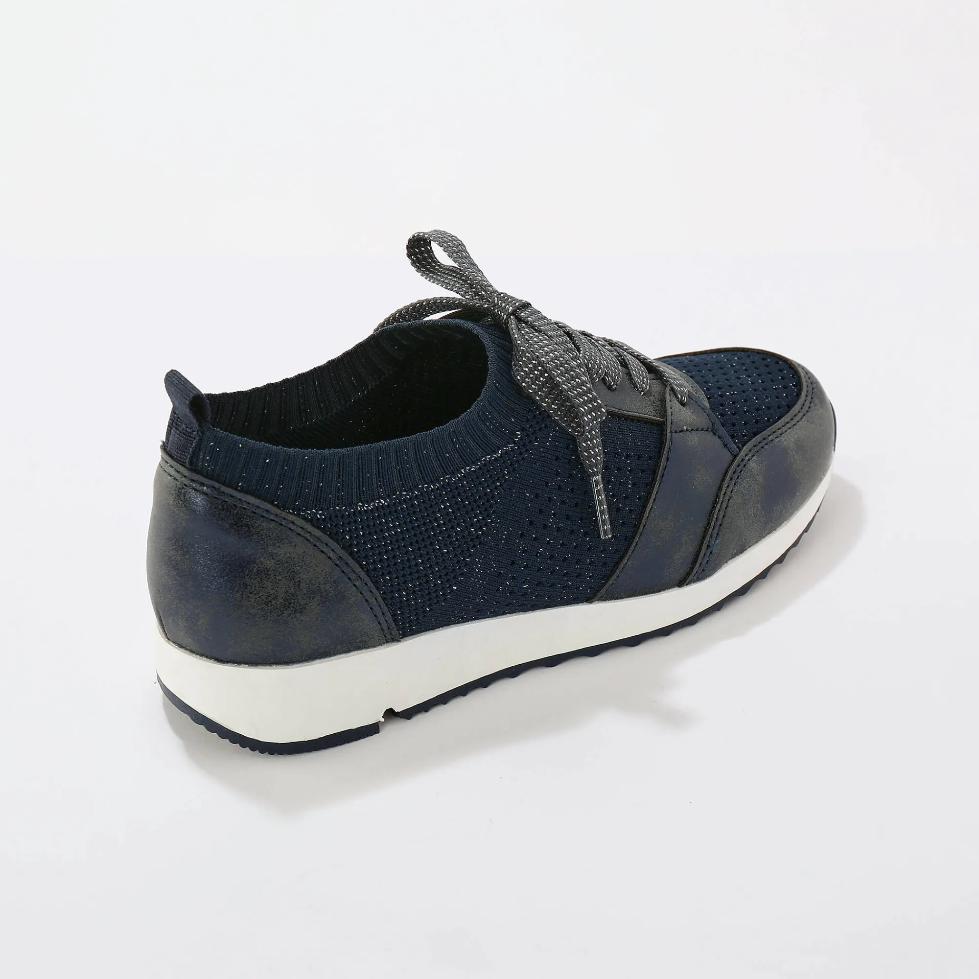 Baskets En Sneakers|Schoenen<Blancheporte Comfortabele sneakers met fantasietricot blauw