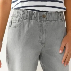 Jeans<Blancheporte Comfortabele stretchjeans in 'mom' model, elastische taille grijs