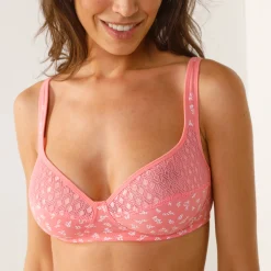 Beha<Confidence Lingerie Coria katoenen kanten bh met bloemenprint - beugel roze
