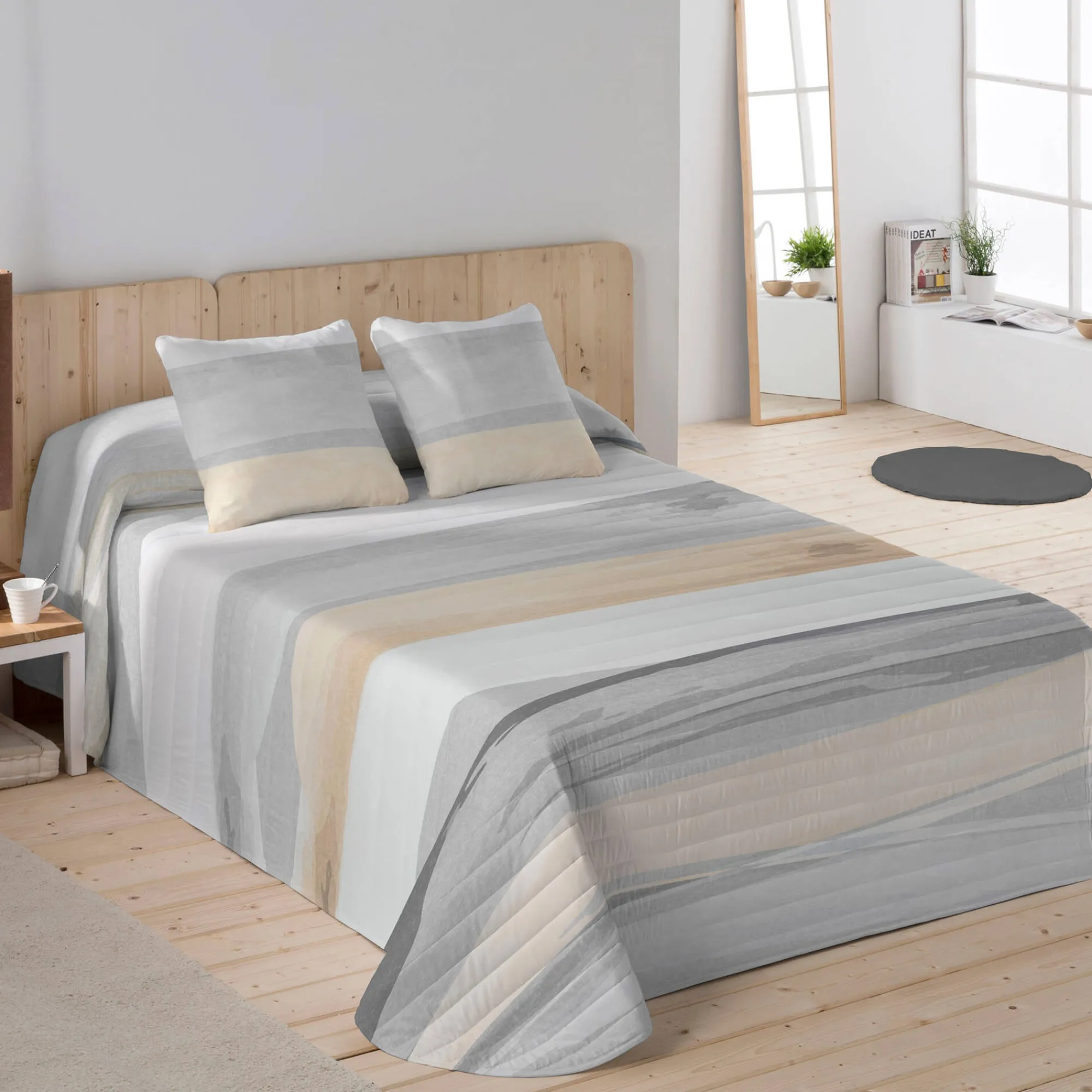 Deken En Bedsprei|Deken, Boutis En Bedsprei<Blancheporte Couvre-lit imprimé horizon grijs / beige